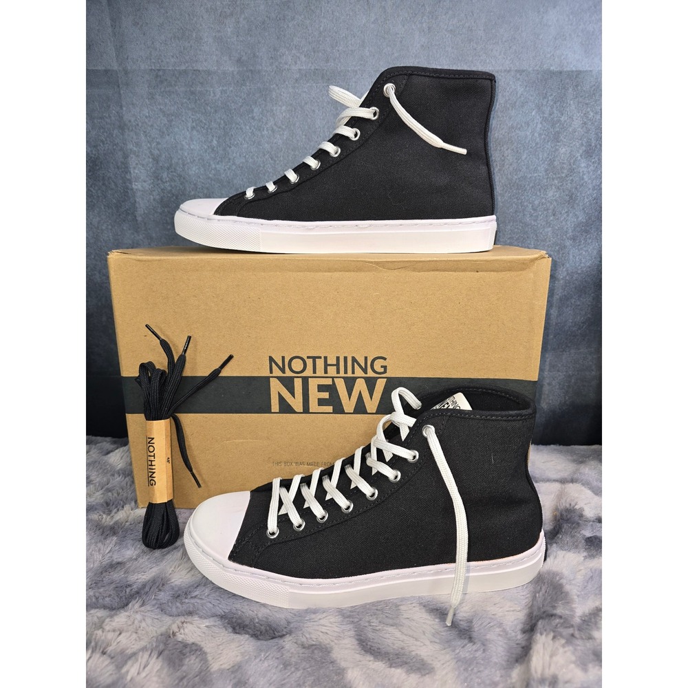 NWB Nothing New High Top Black White Sustainable Canvas Sneakers‎ Womens Size 7